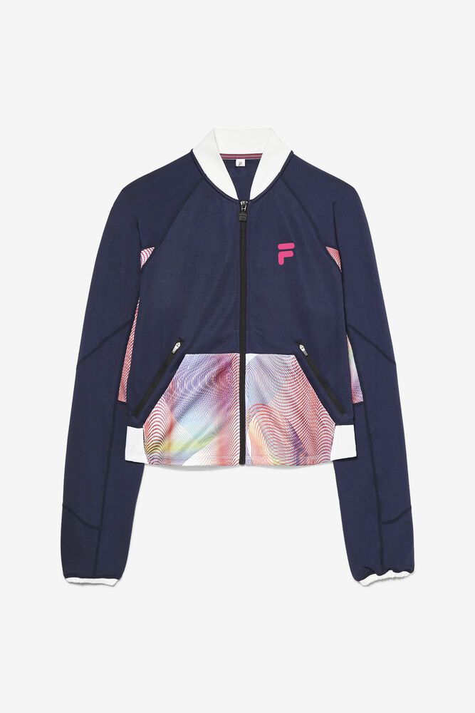 Fila Jacket Womens Navy - Bevans Podium Track - Philippines 3489761-SF